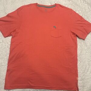 Tommy Bahama Men's Pima Cotton Pocket T-Shirt - Coral Pink - Size Small - READ